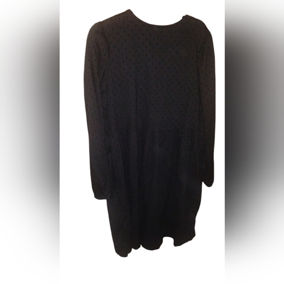 Old Navy Womens Black Eyelet Long Sleeve Peasant Dress Size L Tall - Picture 2 of 7